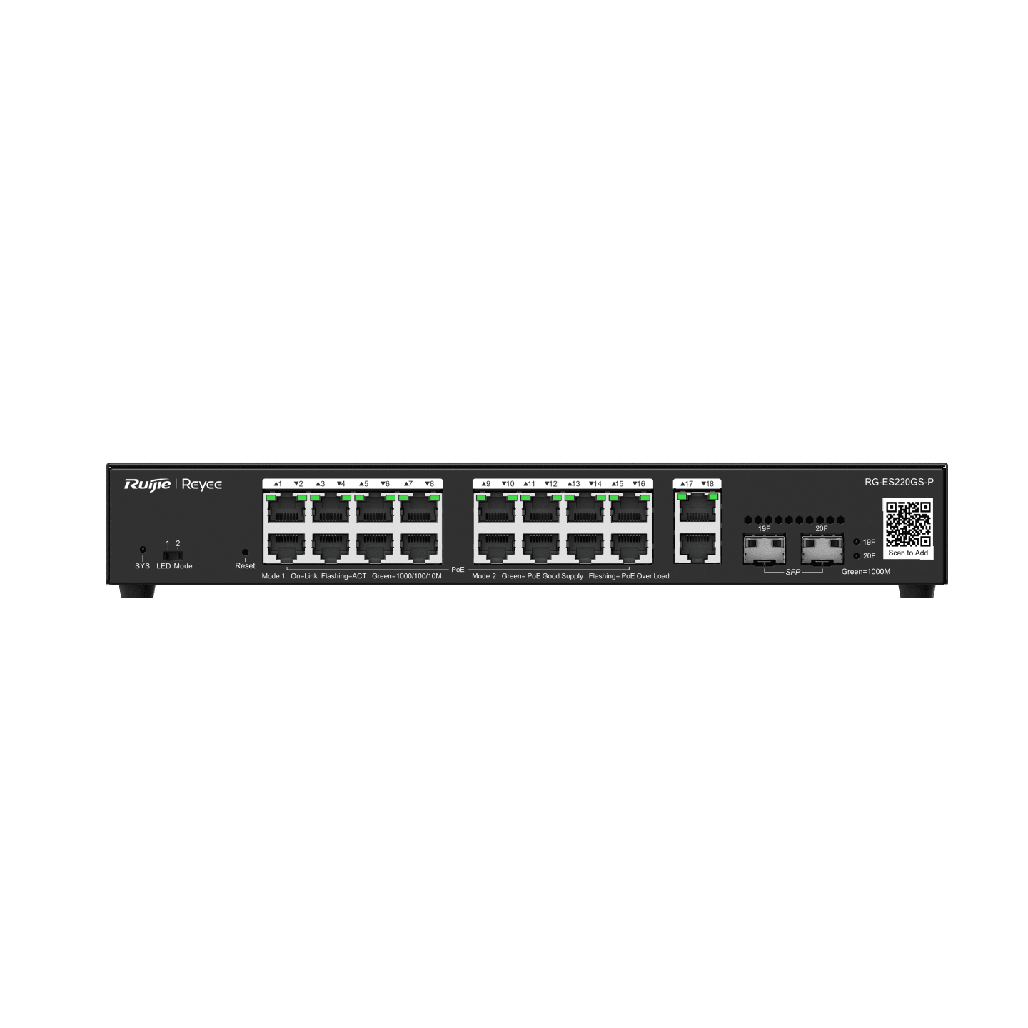 Ruijie Reyee RG-ES220GS-P 20 Portlu Gigabit PoE+ Switch