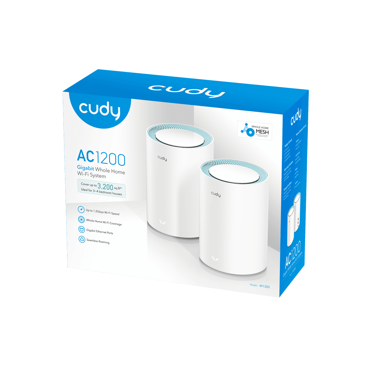 CUDY M1300 (2-Pack) AC1200 Gigabit Mesh Wi-Fi Sistemi — 3