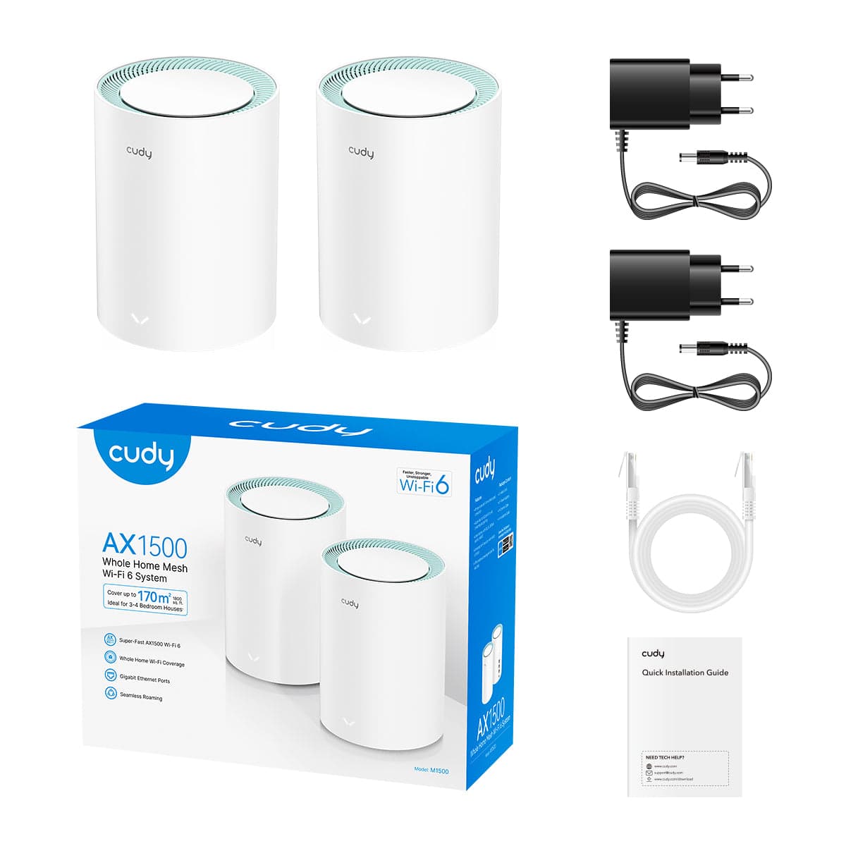 Cudy M1500 (2-Pack) AX1500 Gigabit Wi-Fi 6 Mesh System — 4