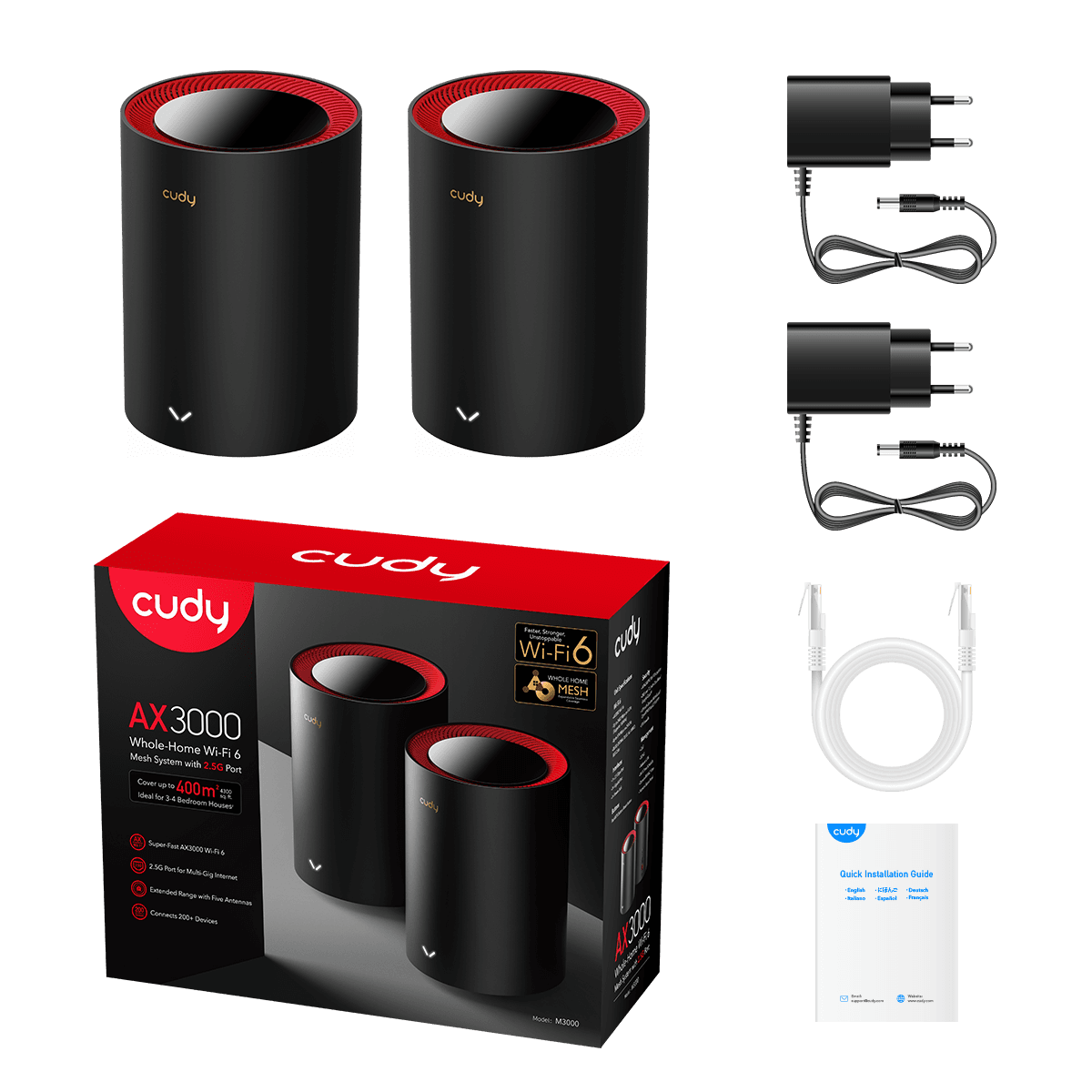 Cudy M3000 (2-Pack) AX3000 Wi-Fi 6 Mesh 2.5G Çözüm — 3