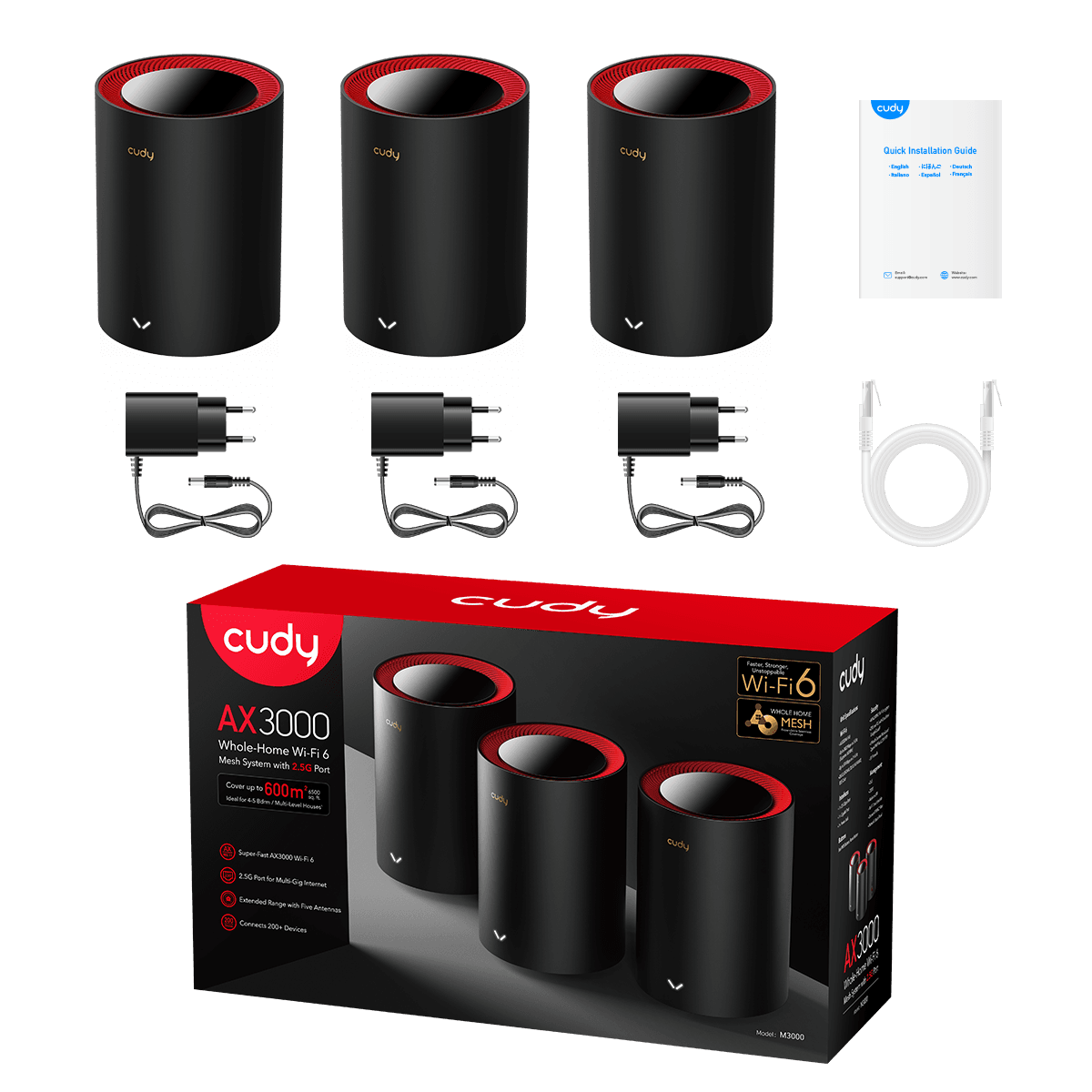 Cudy M3000 (3-Pack) AX3000 Wi-Fi 6 Mesh 2.5G Çözüm — 3