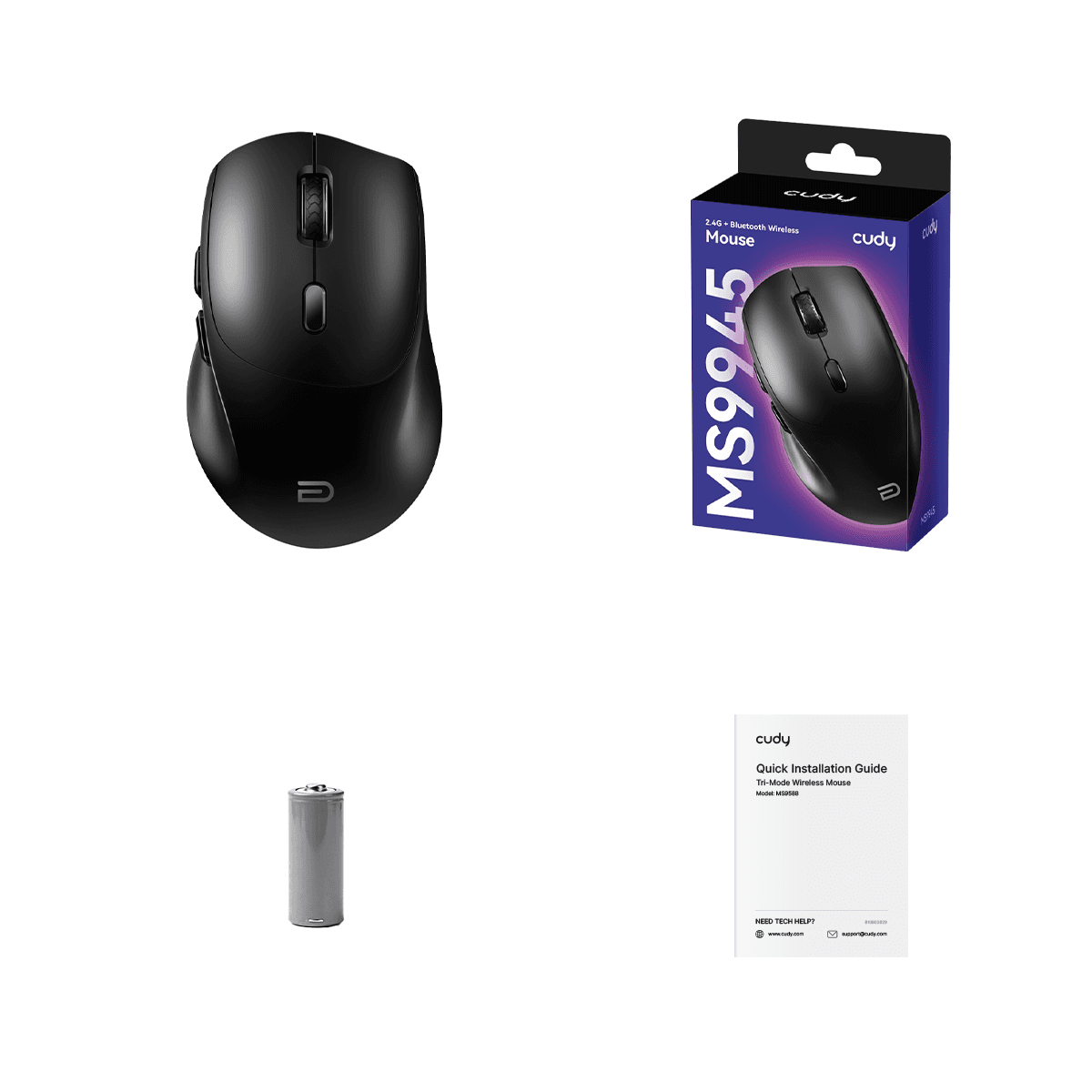 Cudy MS9945 Black - 2.4G/Bluetooth Dual Mode Wireless Mouse — 3