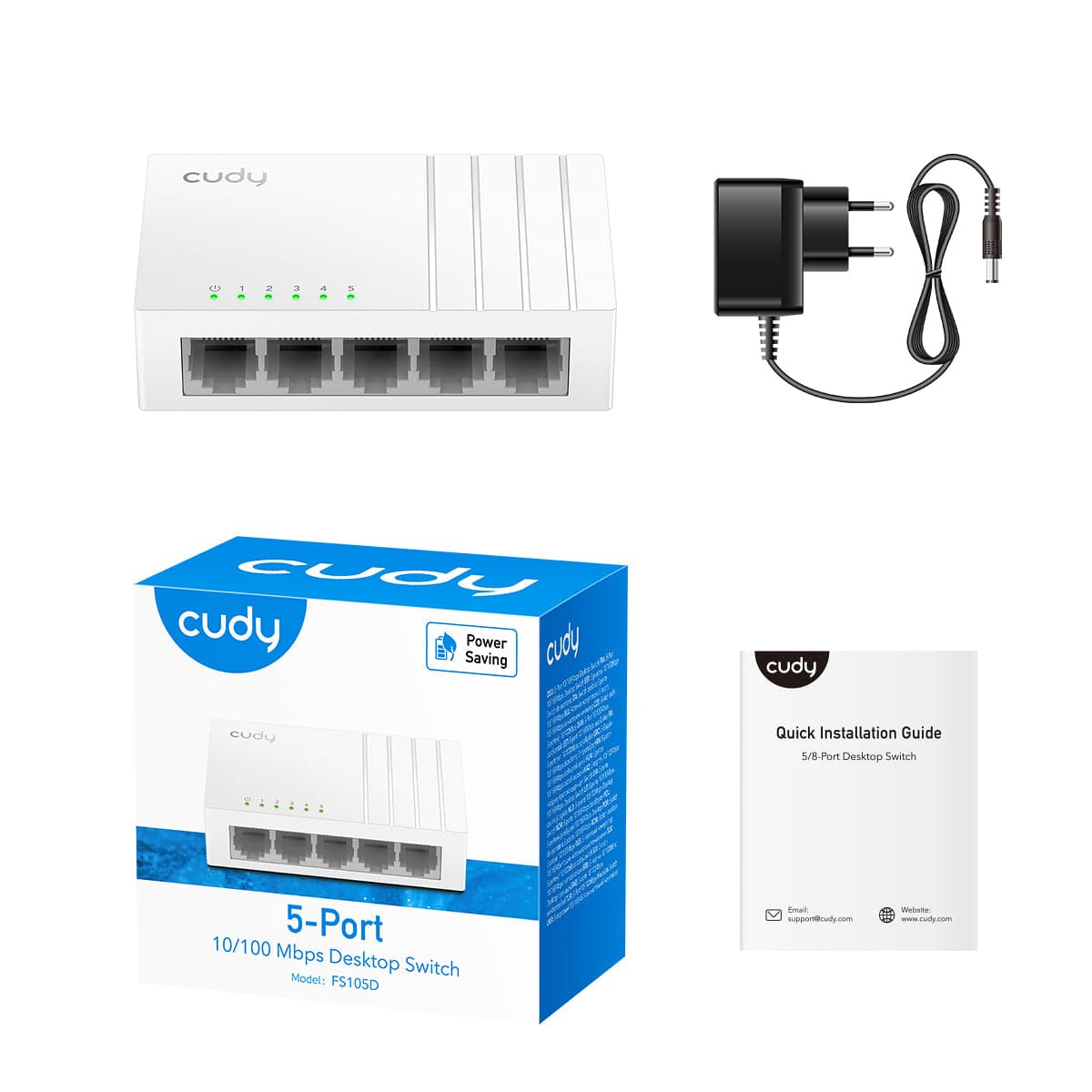 Cudy FS105D - 5 Port 10/100 Mbps Fast Ethernet Switch — 3