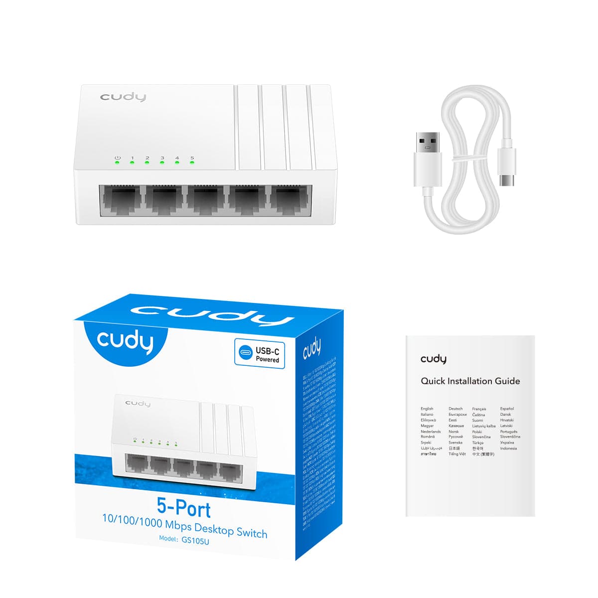 Cudy GS105U - 5-Port Gigabit Switch with USB-C Power — 3