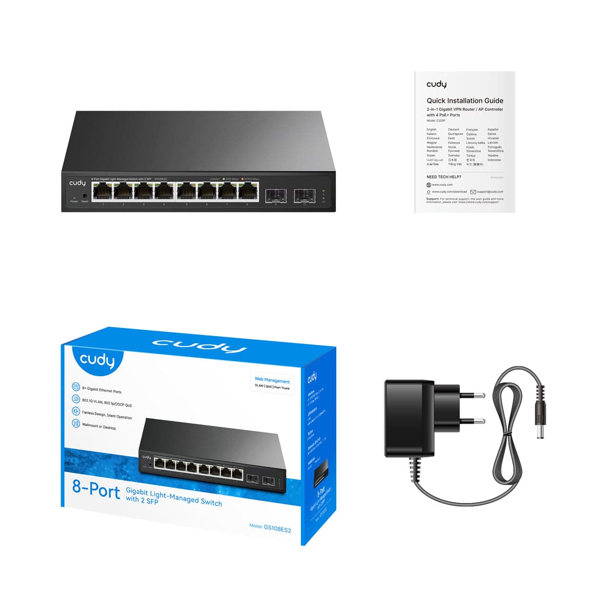 Cudy GS108ES2 - 8 Port Gigabit Light Managed Switch 2 SFP — 2