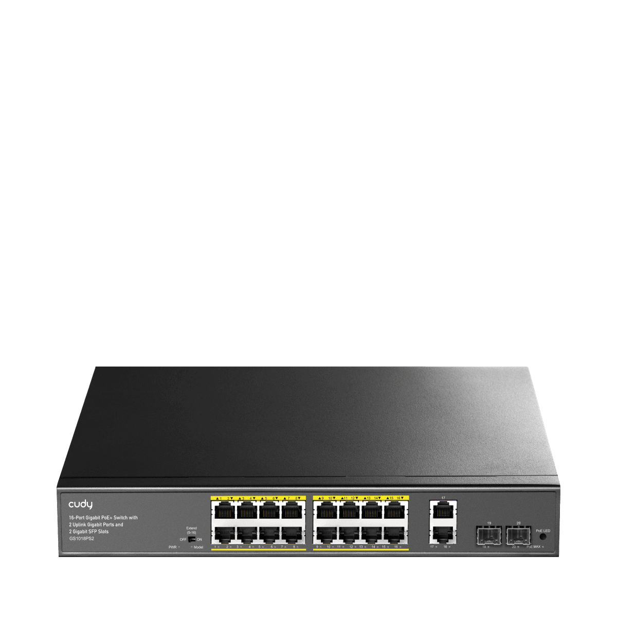 CUDY GS1018PS2 16-Port Gigabit PoE+ Switch 200W 2 SFP Slot