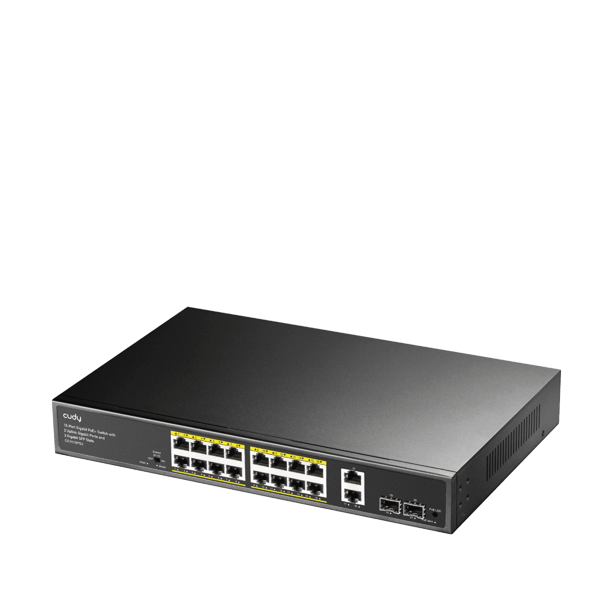 CUDY GS1018PS2 16-Port Gigabit PoE+ Switch 200W 2 SFP Slot — 2
