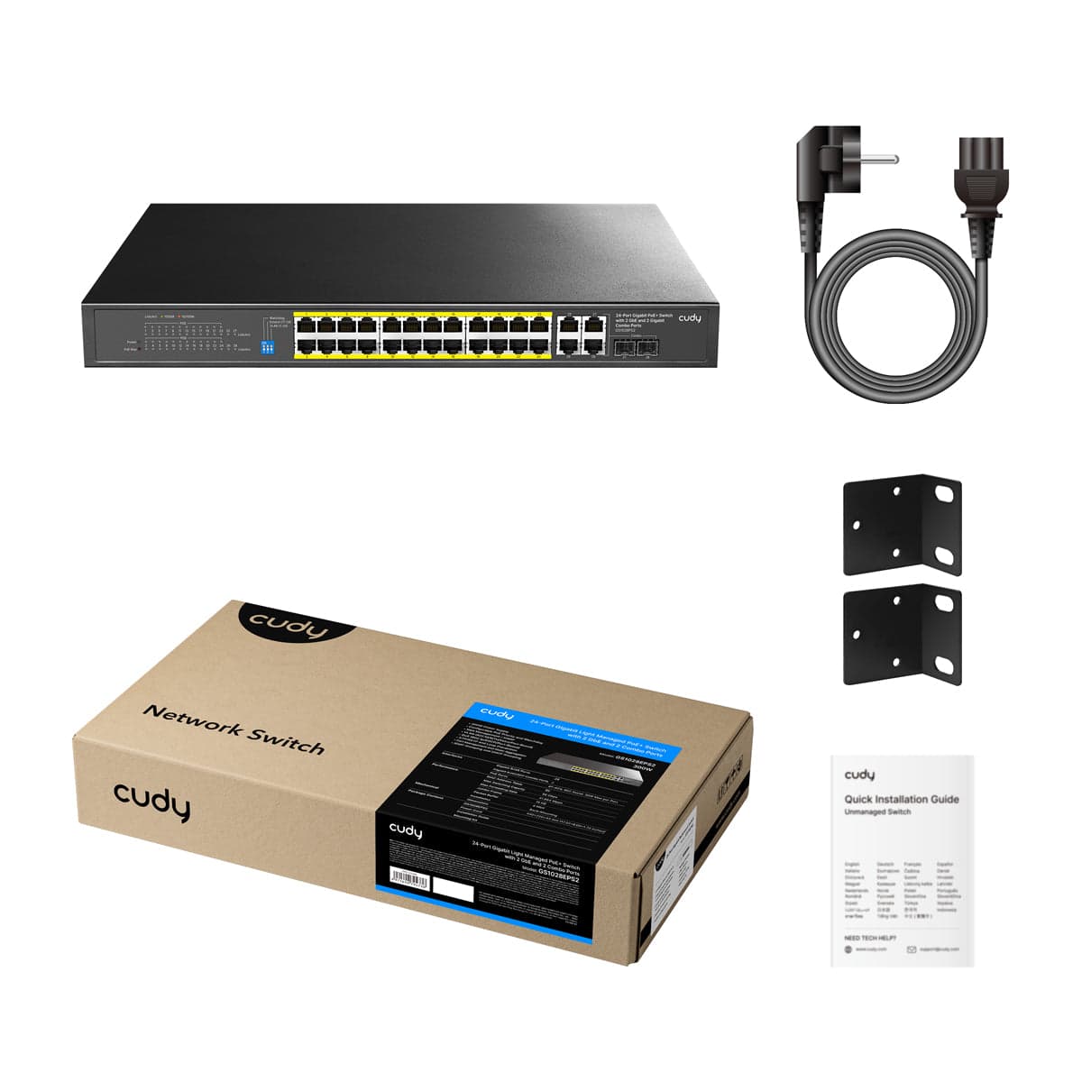 Cudy GS1028EPS2 - 24 Port Gigabit PoE+ Switch 300W — 2