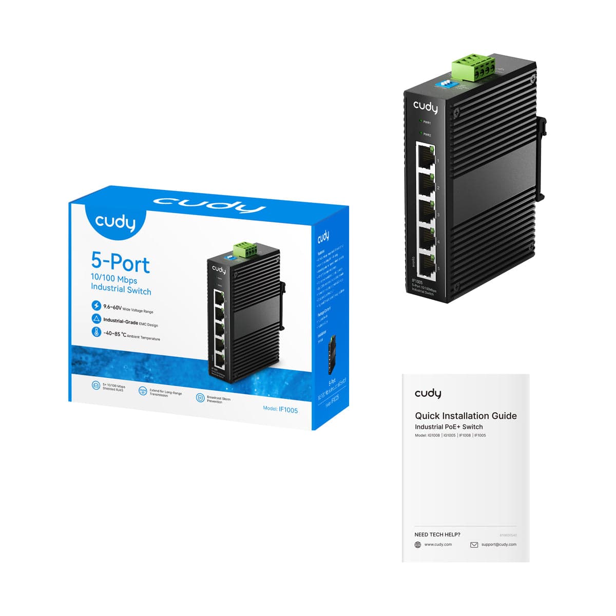 Cudy IF1005 - 5-Port 10/100M Industrial Switch — 2