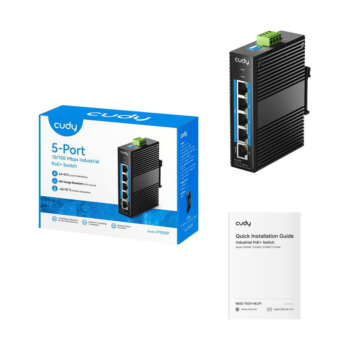 Cudy IF1005P - 5-Port Industrial PoE+ Switch — 3