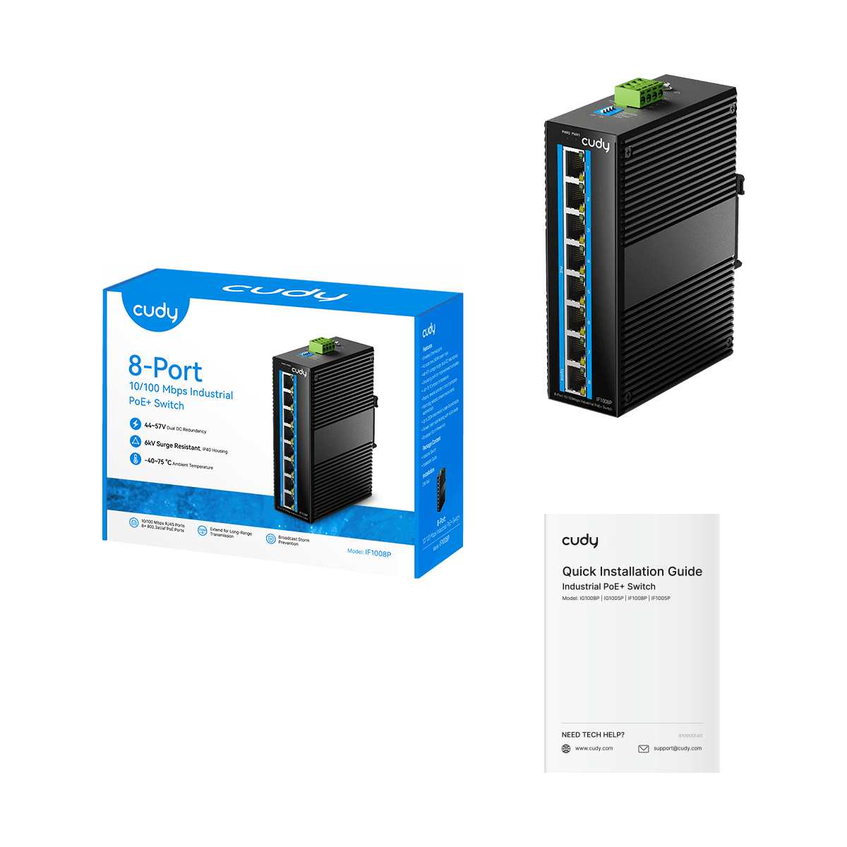 Cudy IF1008P - 8 Port Endüstriyel PoE+ Switch — 3