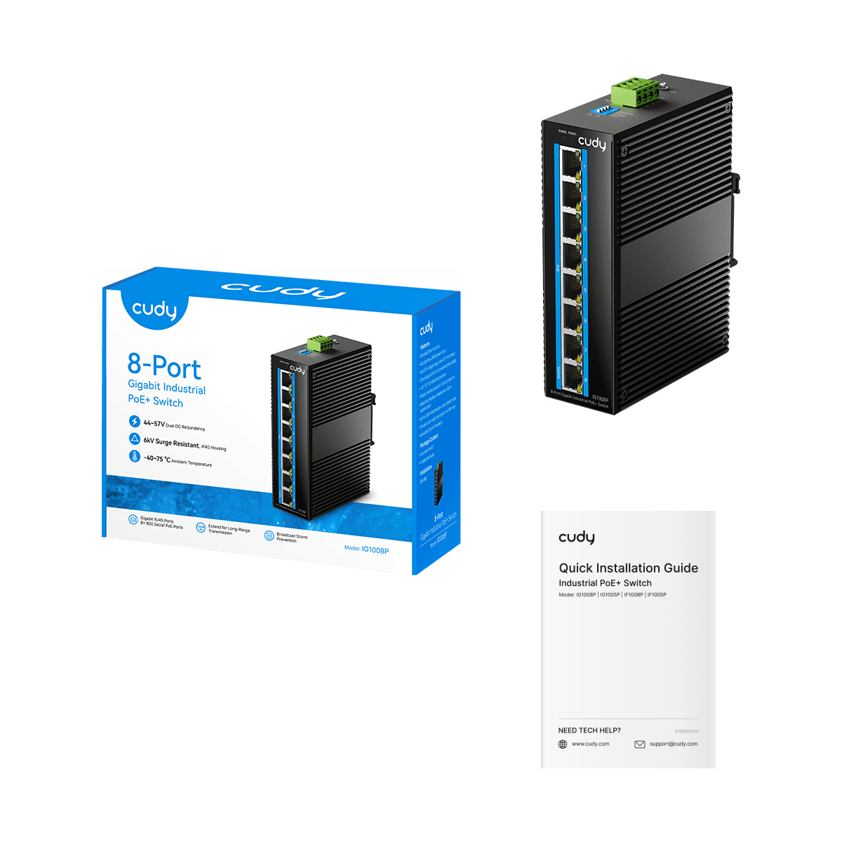 Cudy IG1008P - 8 Port Gigabit Endüstriyel PoE+ Switch — 3