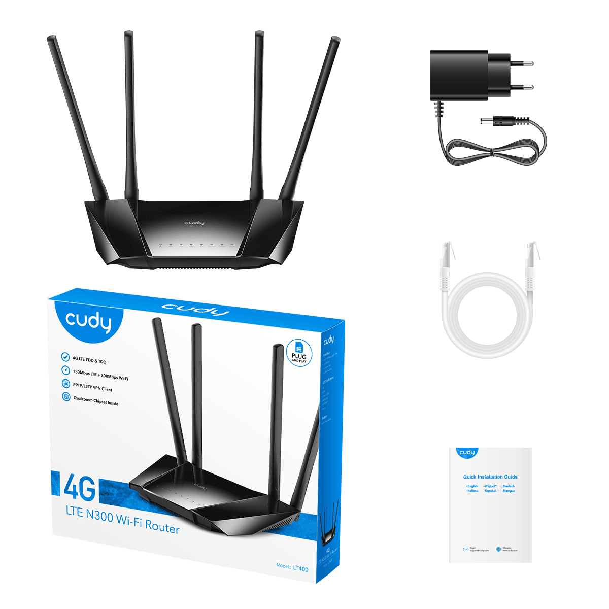Cudy LT400 - N300 Wi-Fi 4G LTE Cat4 Router — 5