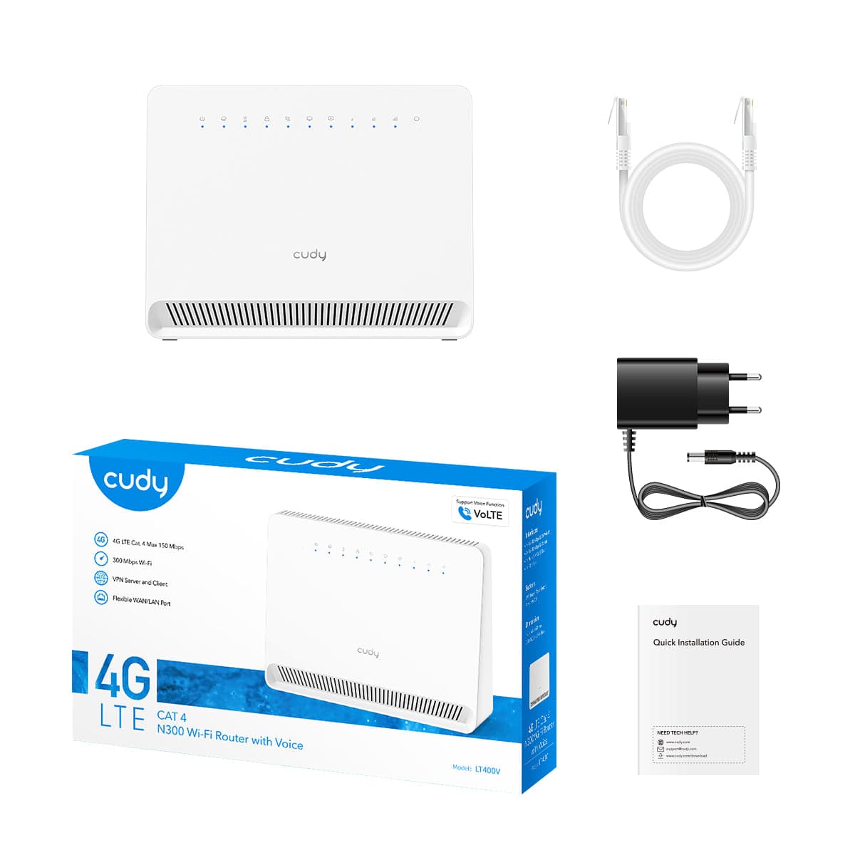 Cudy LT400V - N300 Wi-Fi 4G LTE-Cat4 VoLTE Router — 3