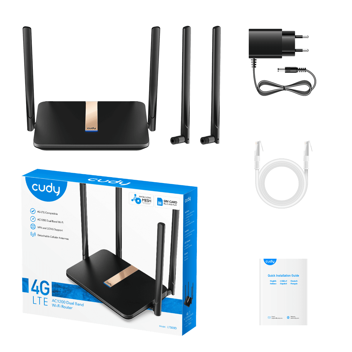 Cudy LT500D - AC1200 Wi-Fi Mesh 4G LTE Cat4 Router — 5