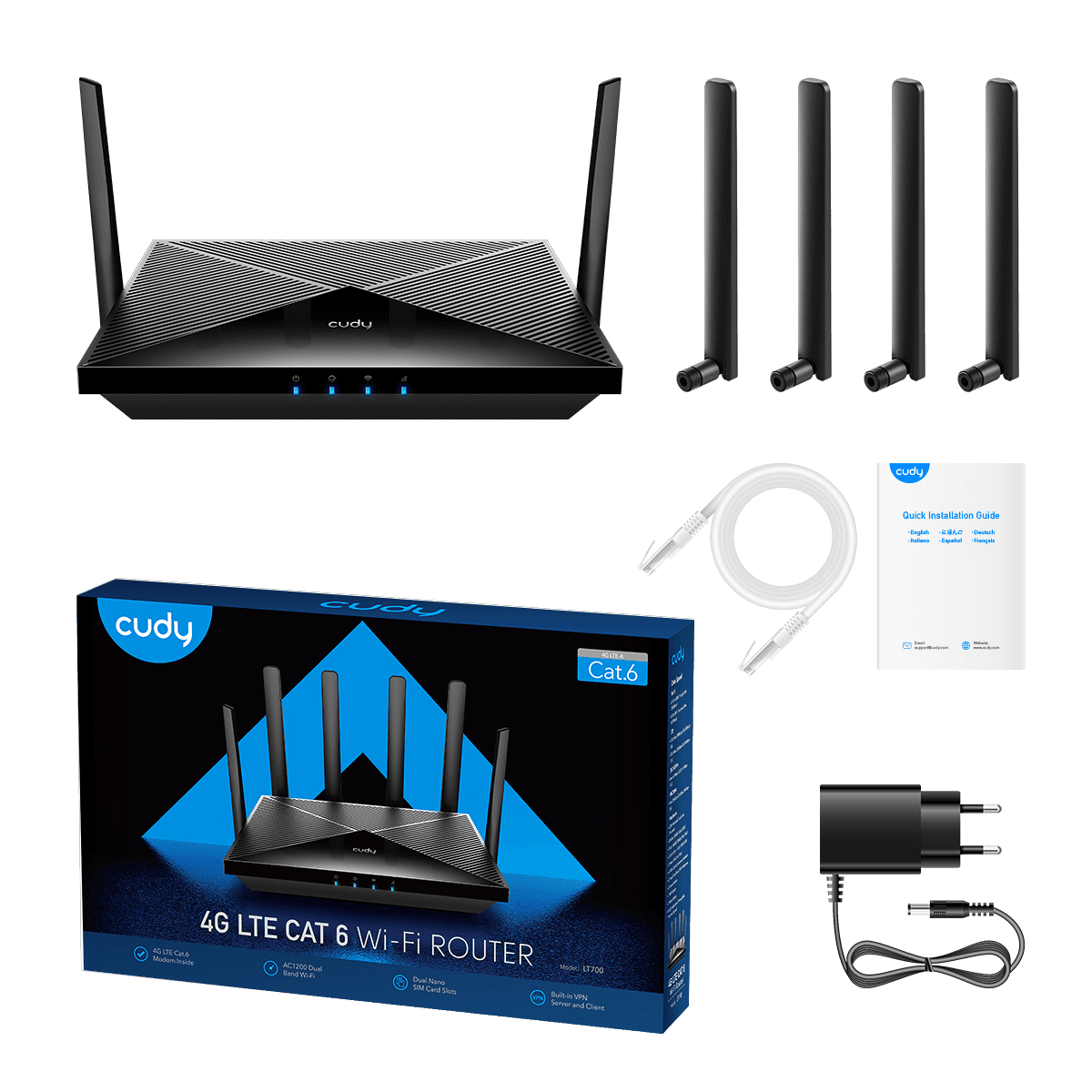 Cudy LT700 - AC1200 Wi-Fi 4G LTE-Cat6 Gigabit Router — 5