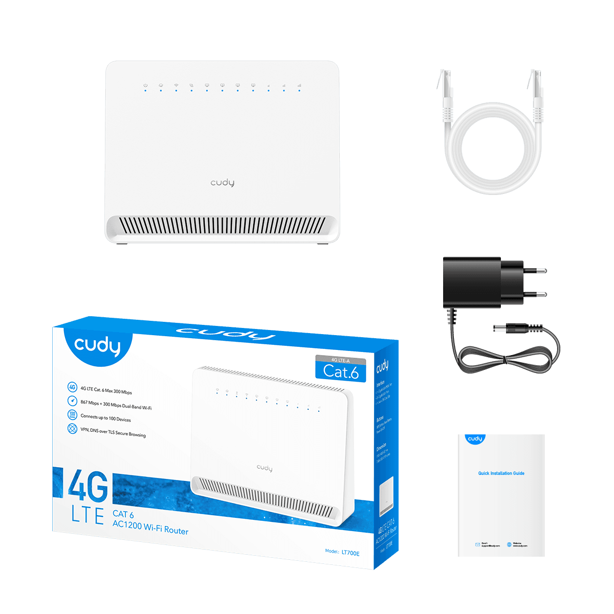 Cudy LT700E - AC1200 Wi-Fi 4G LTE-Cat6 Gigabit Router — 4