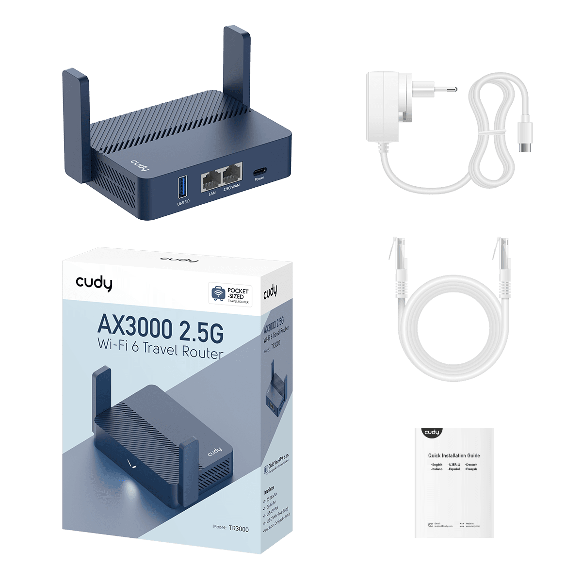 Cudy TR3000 - AX3000 2.5G Wi-Fi 6 Mesh Router with USB — 2