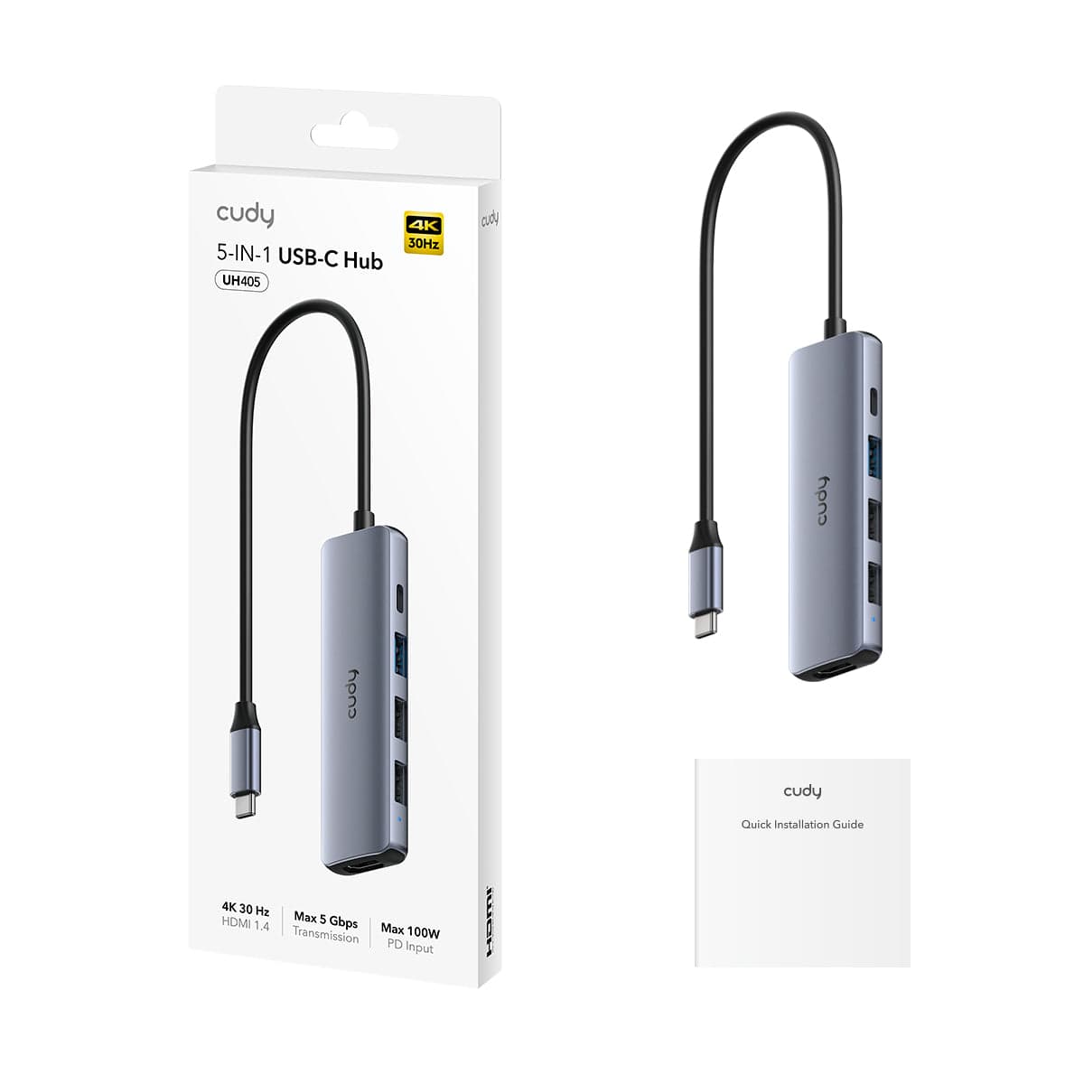 Cudy UH405 5-in-1 USB-C Hub with 4K HDMI — 2