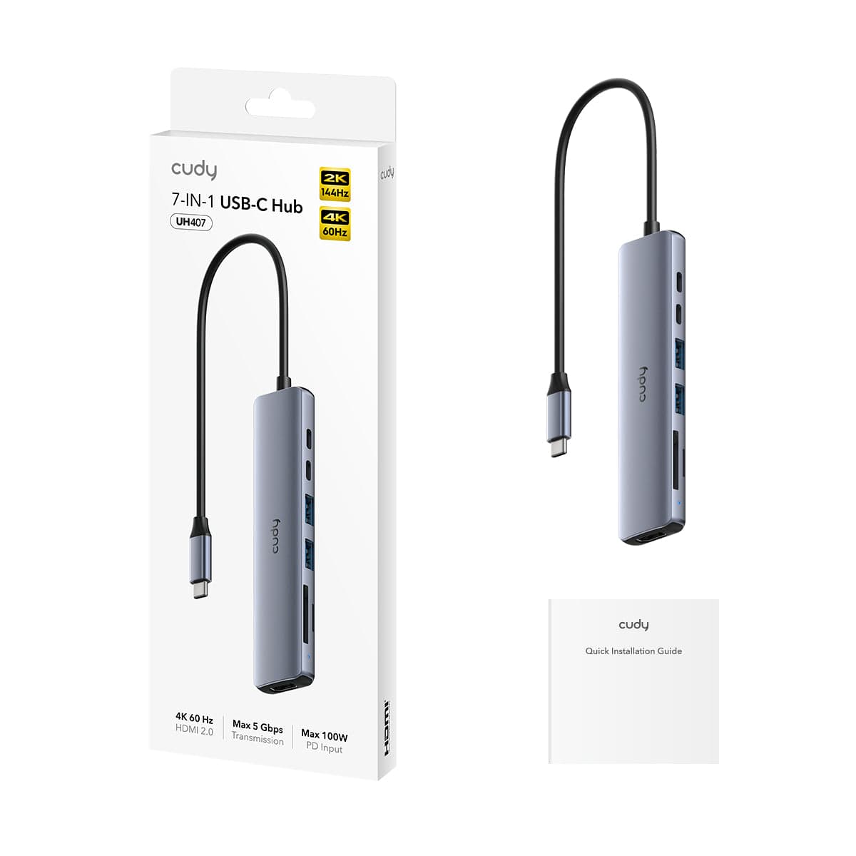 Cudy UH407 - 7'si 1 Arada USB-C Hub 4K HDMI — 2