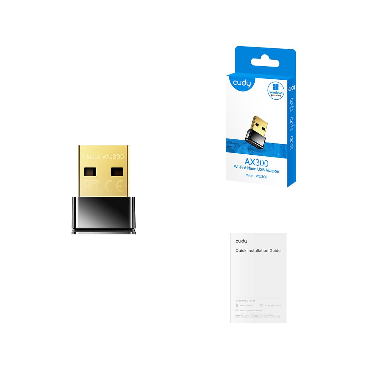 Cudy WU300 AX300 Wi-Fi 6 Nano USB Adapter — 3
