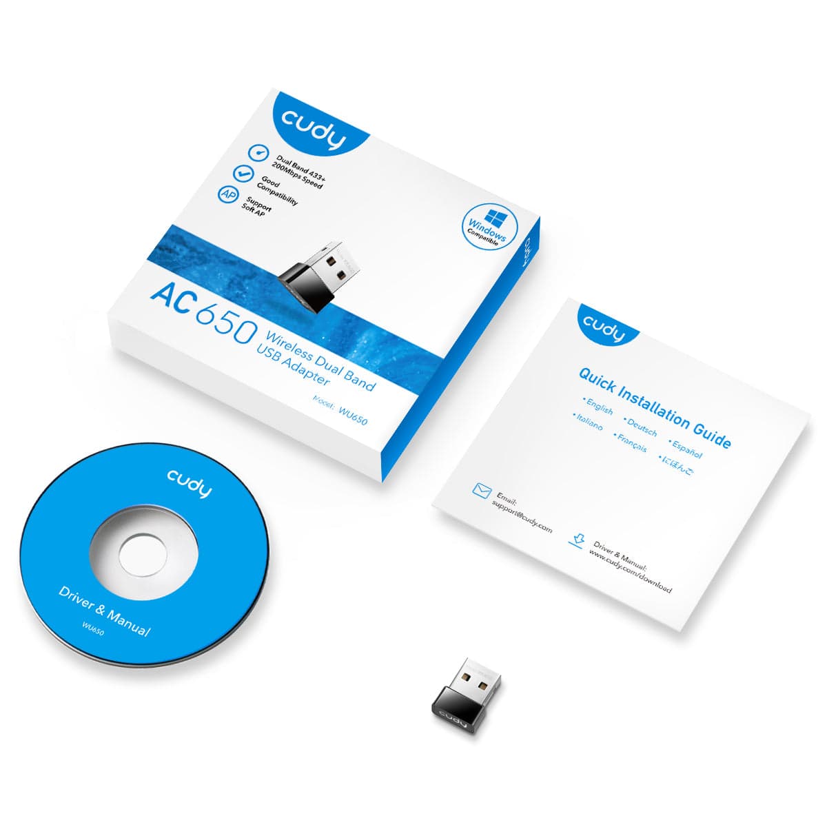 Cudy WU650 AC650 Wi-Fi Nano USB Adaptör — 5