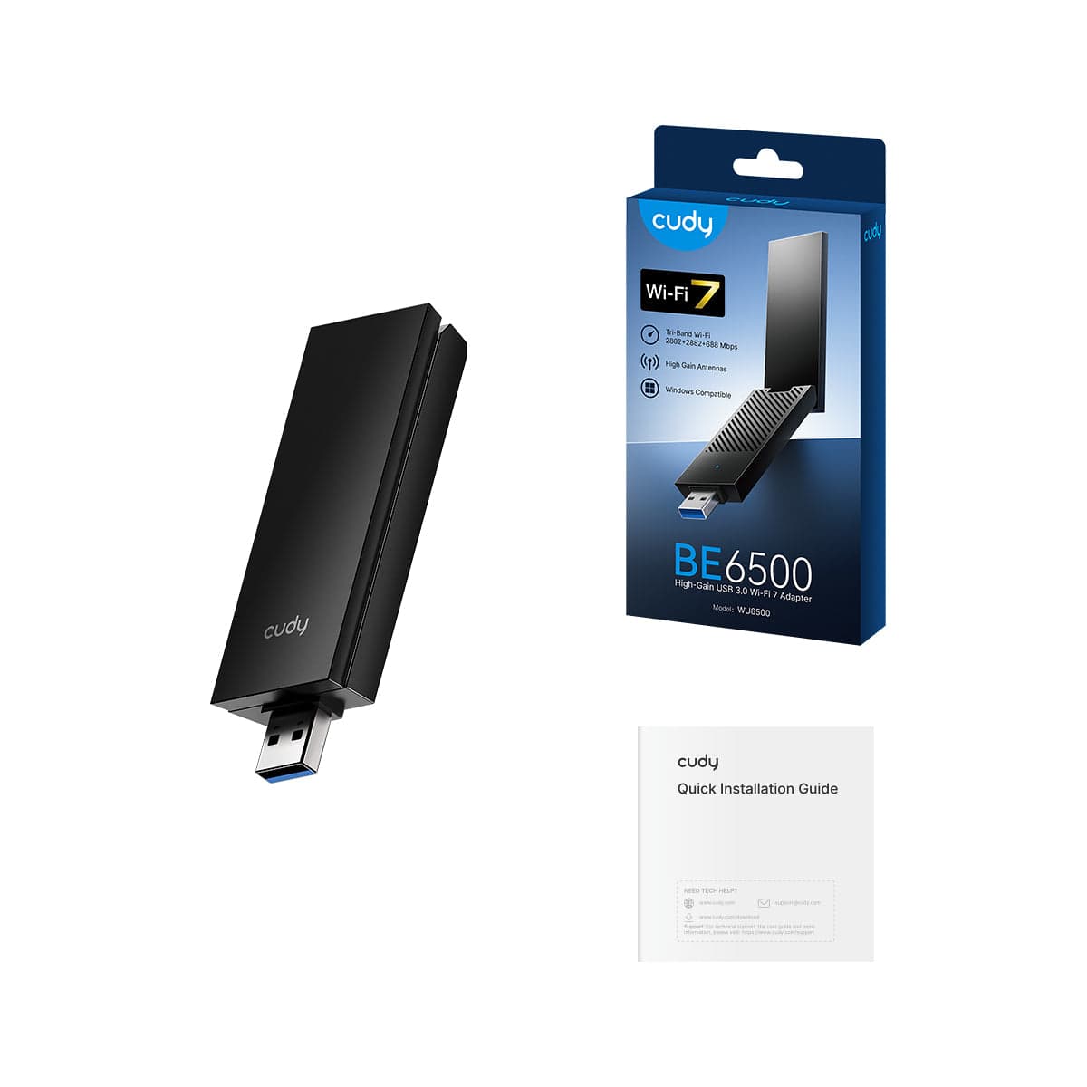 Cudy WU6500 BE6500 Tri-Band Wi-Fi 7 USB 3.0 Adaptör — 5