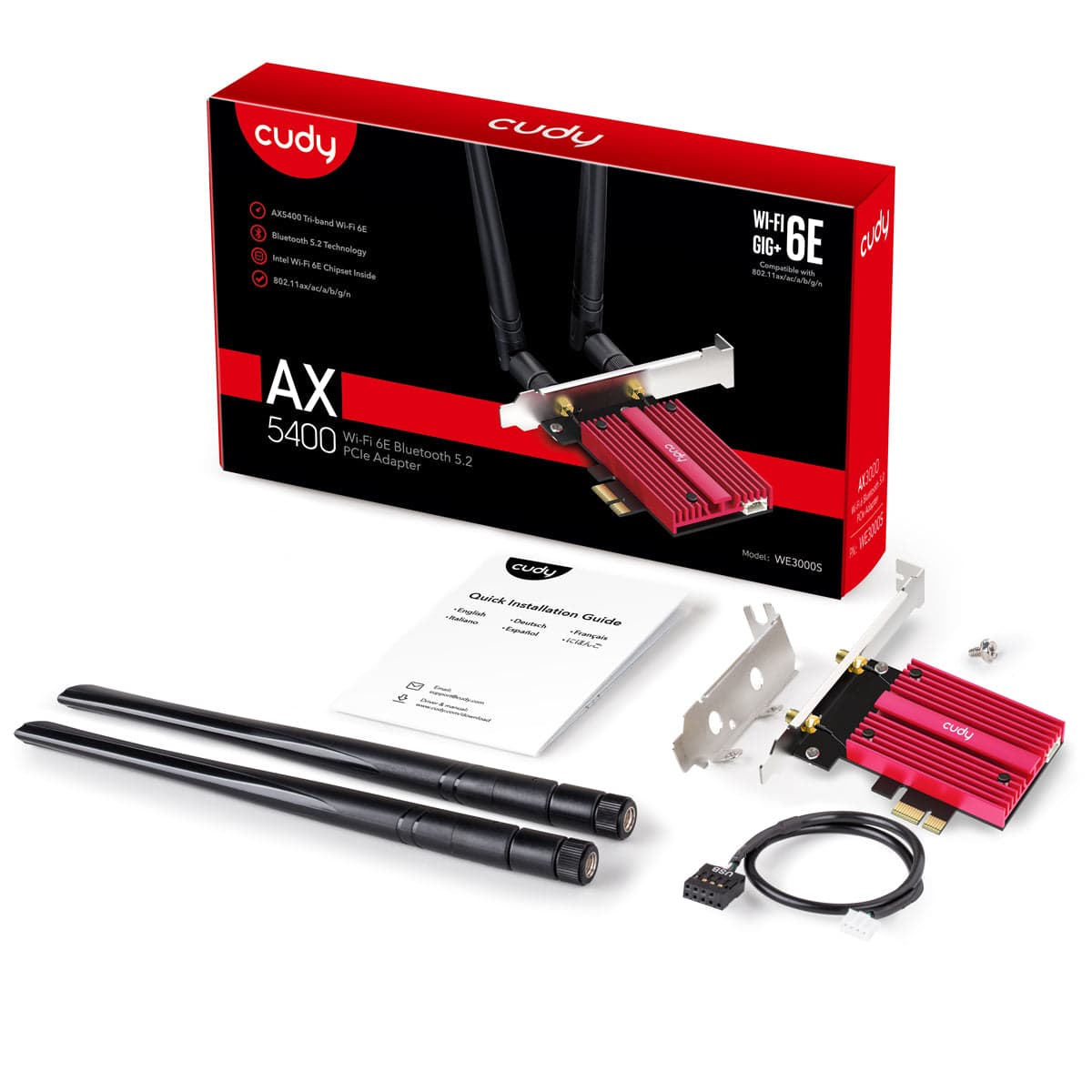 Cudy WE3000S AX5400 Wi-Fi 6E PCI Express Adaptör — 5