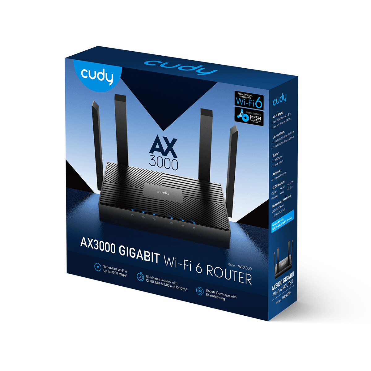 Cudy WR3000 - AX3000 Gigabit Wi-Fi 6 Mesh Router — 5