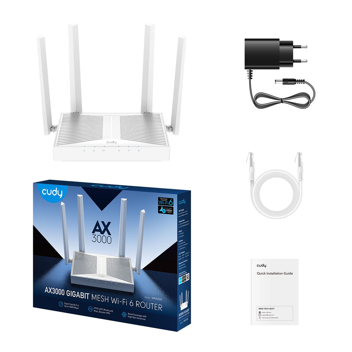 Cudy WR3000E AX3000 Gigabit Wi-Fi 6 Mesh Router — 3