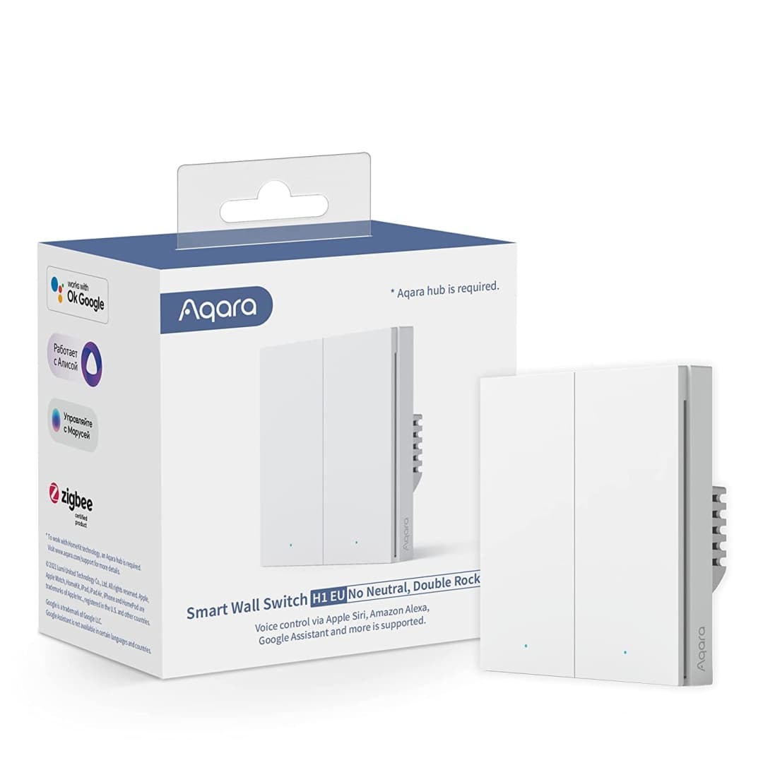 AQARA Smart Wall Switch H1 EU (Nötr Hatsız, Çift Rocker) WS-EUK02 — 1