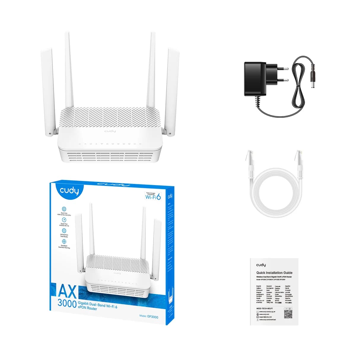 Cudy GP3000 - AX3000 Wi-Fi 6 GPON Router — 4