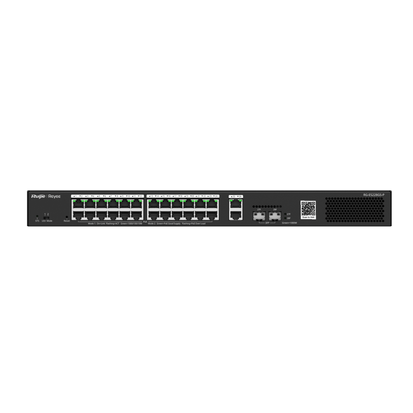 Ruijie Reyee RG-ES228GS-P 28 Port Gigabit PoE+ Yönetilebilir Switch — 1