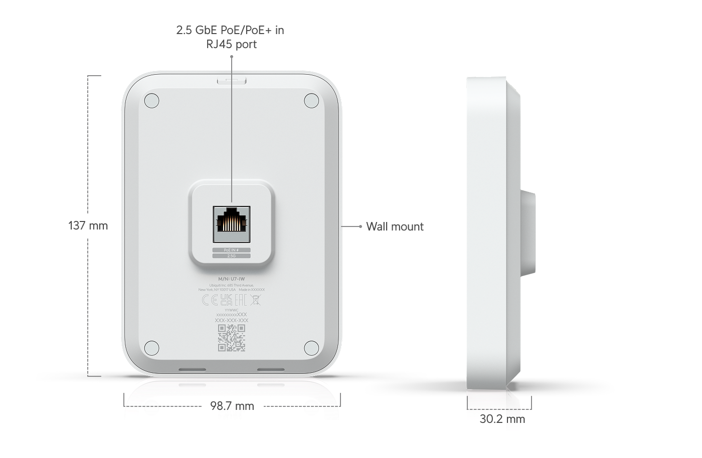 Ubiquiti U7-IW In-Wall Access Point WiFi 7 2.5 GbE — 3