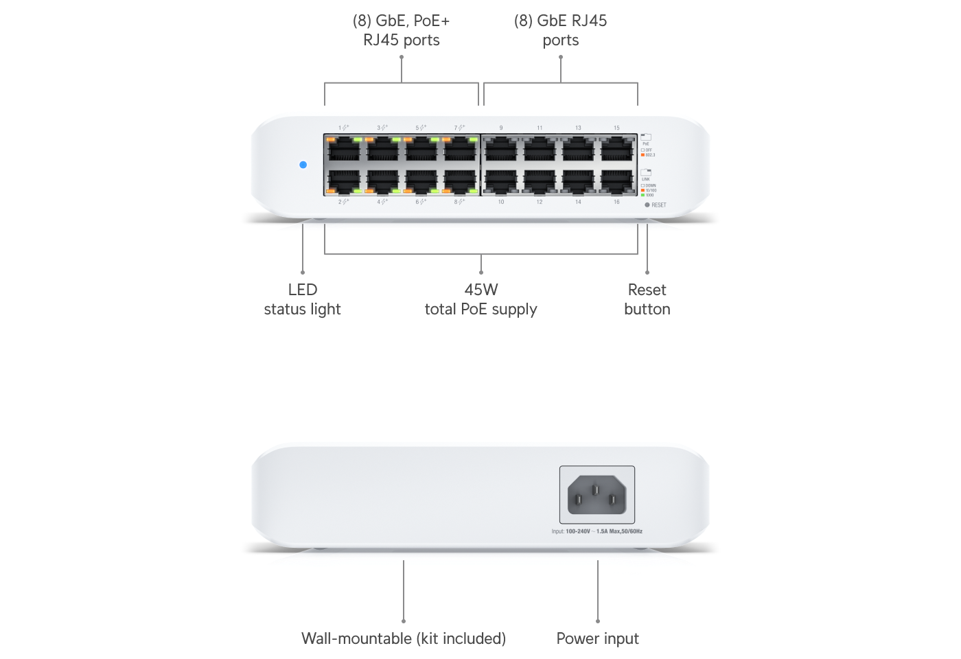 Ubiquiti USW-Lite-16-PoE 16-Port Gigabit PoE+ Switch — 2