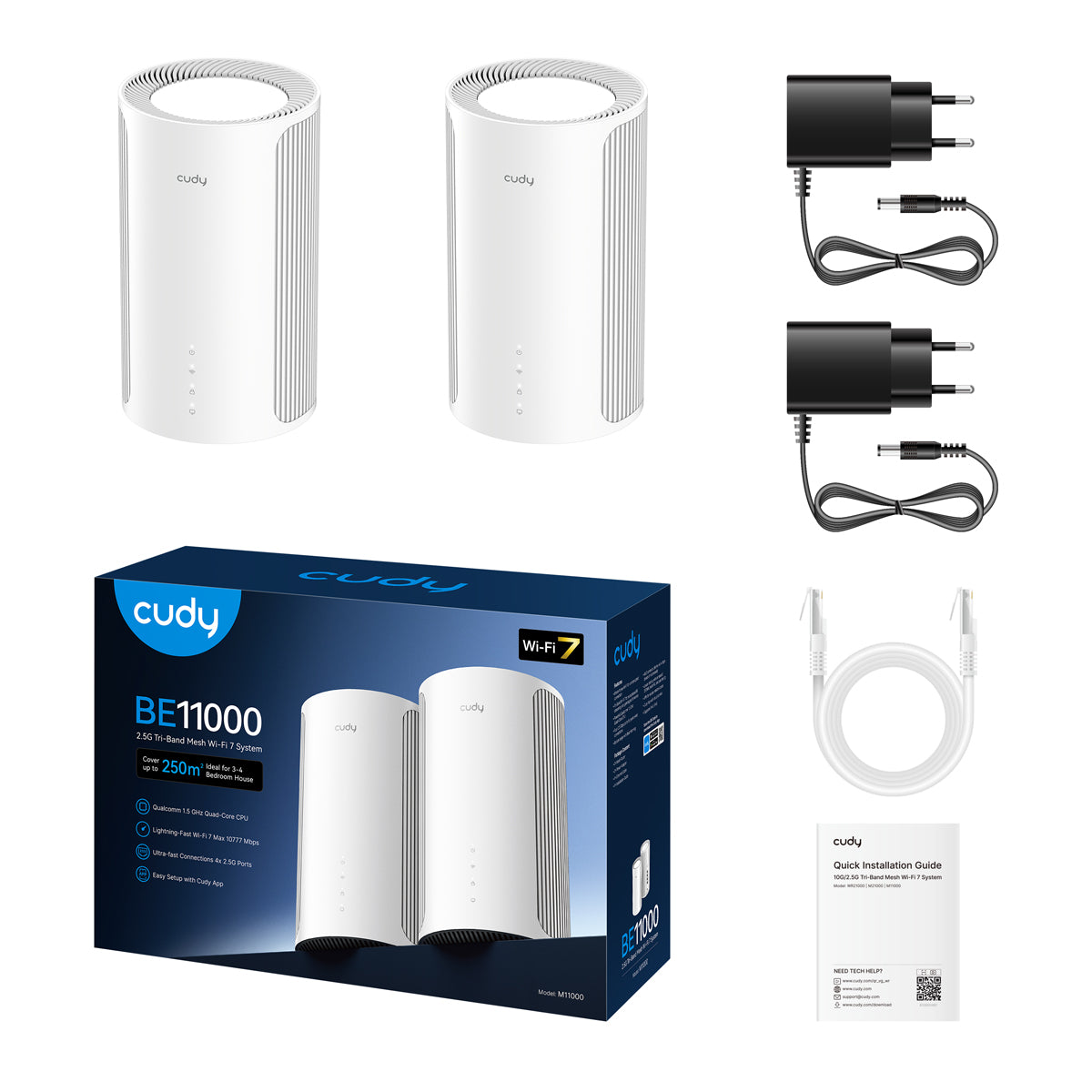 Cudy M11000 (2-Pack) BE11000 Tri-Band Wi-Fi 7 Mesh Sistemi — 3