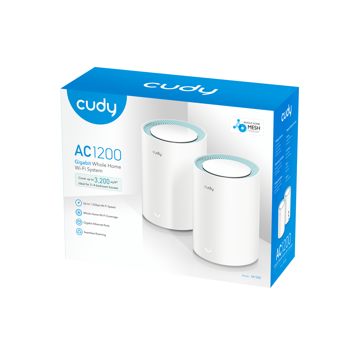 CUDY M1300 (2-Pack) AC1200 Gigabit Mesh Wi-Fi Sistemi — 3