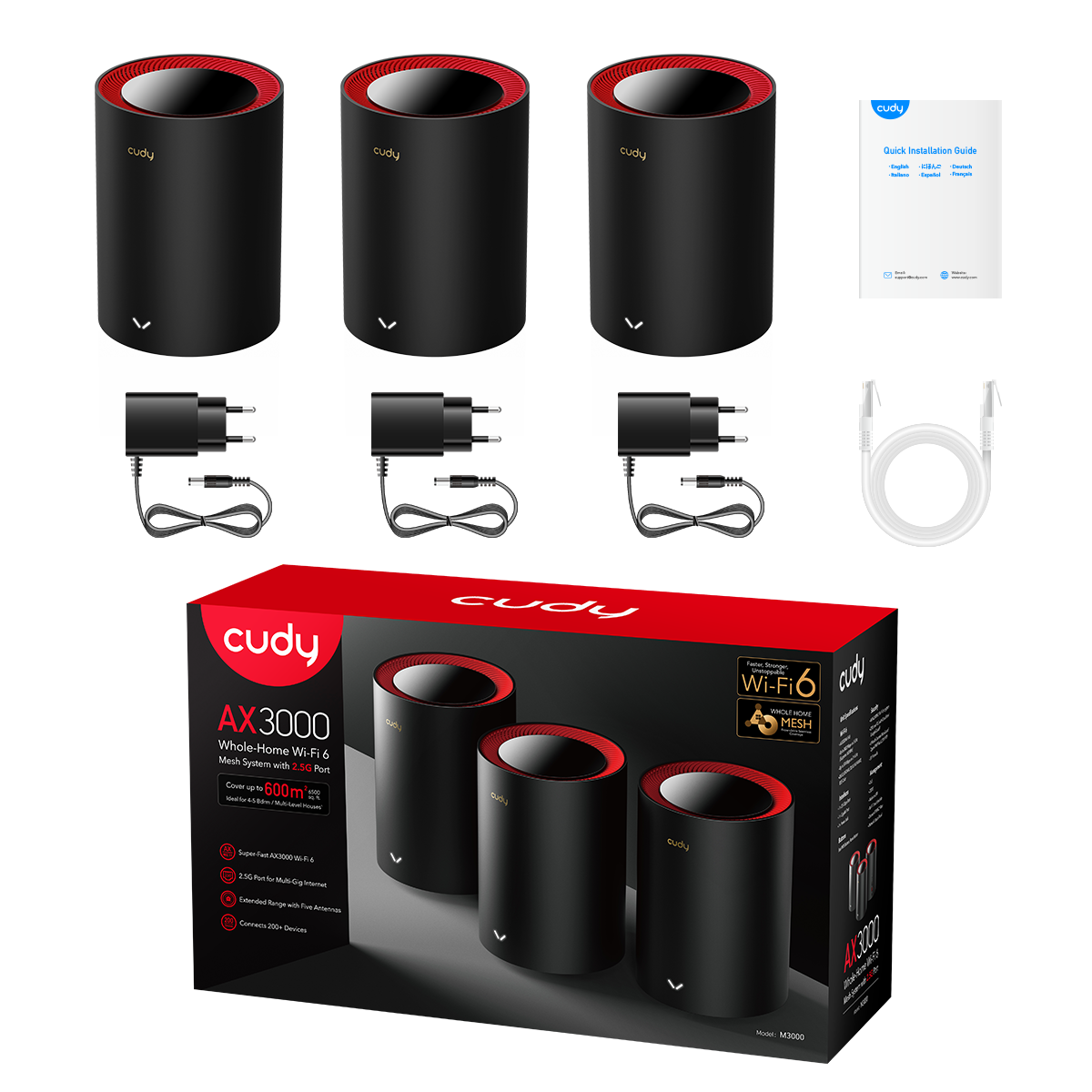 Cudy M3000 (3-Pack) AX3000 Wi-Fi 6 Mesh 2.5G Çözüm — 3