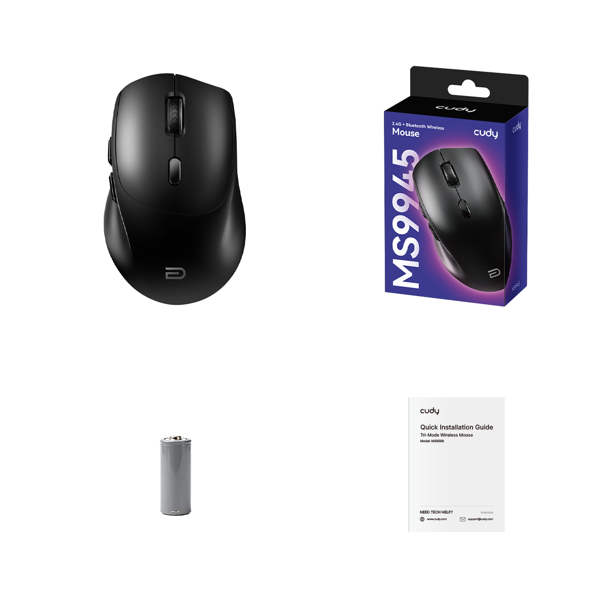 Cudy MS9945 Black - 2.4G/Bluetooth Dual Mode Wireless Mouse — 3