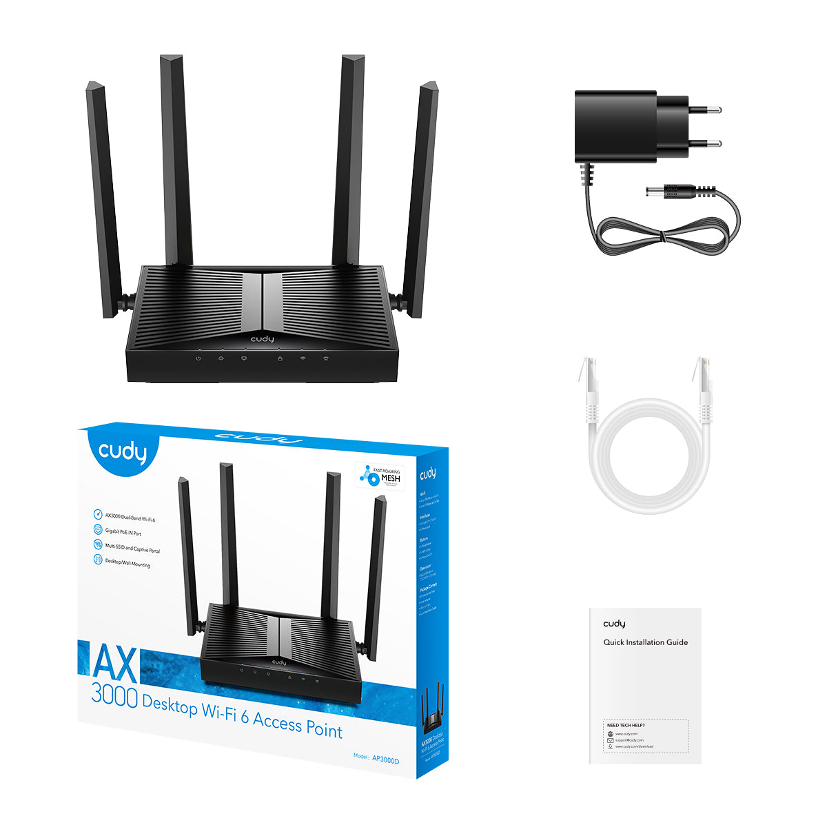 Cudy AP3000D - AX3000 Wi-Fi 6 Desktop Access Point — 3