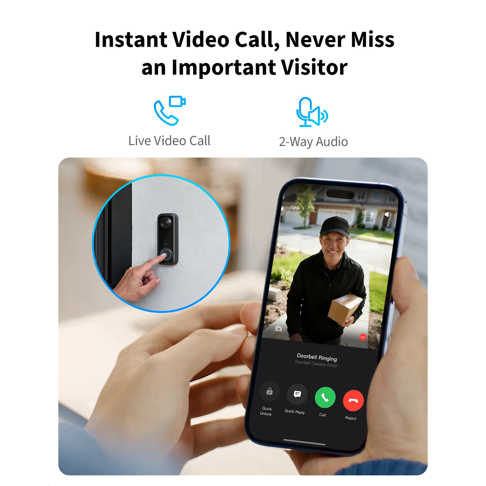 Aqara Doorbell Camera G400 (Wired) - 2K Smart Doorbell — 4