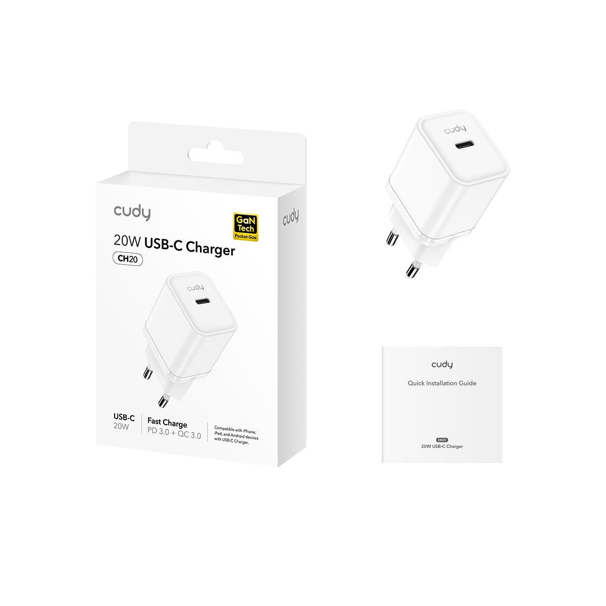 Cudy CH20EU - 20W USB-C GaN Şarj Cihazı (EU Fiş) — 4