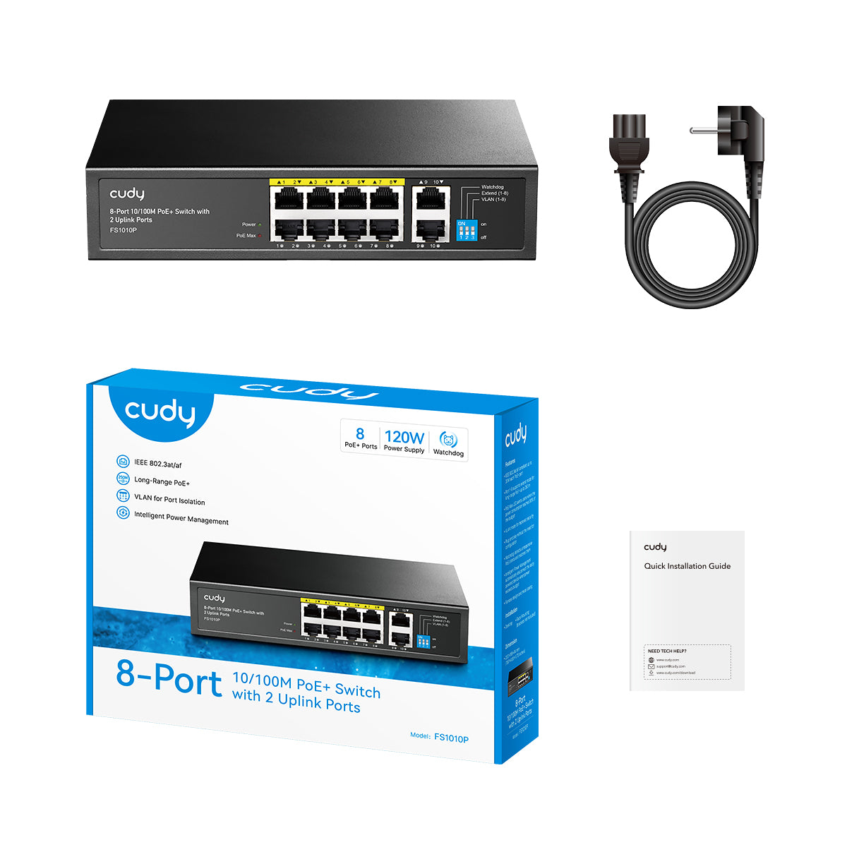 CUDY FS1010P 8 Port PoE+ Switch 120W 2 Uplink — 2