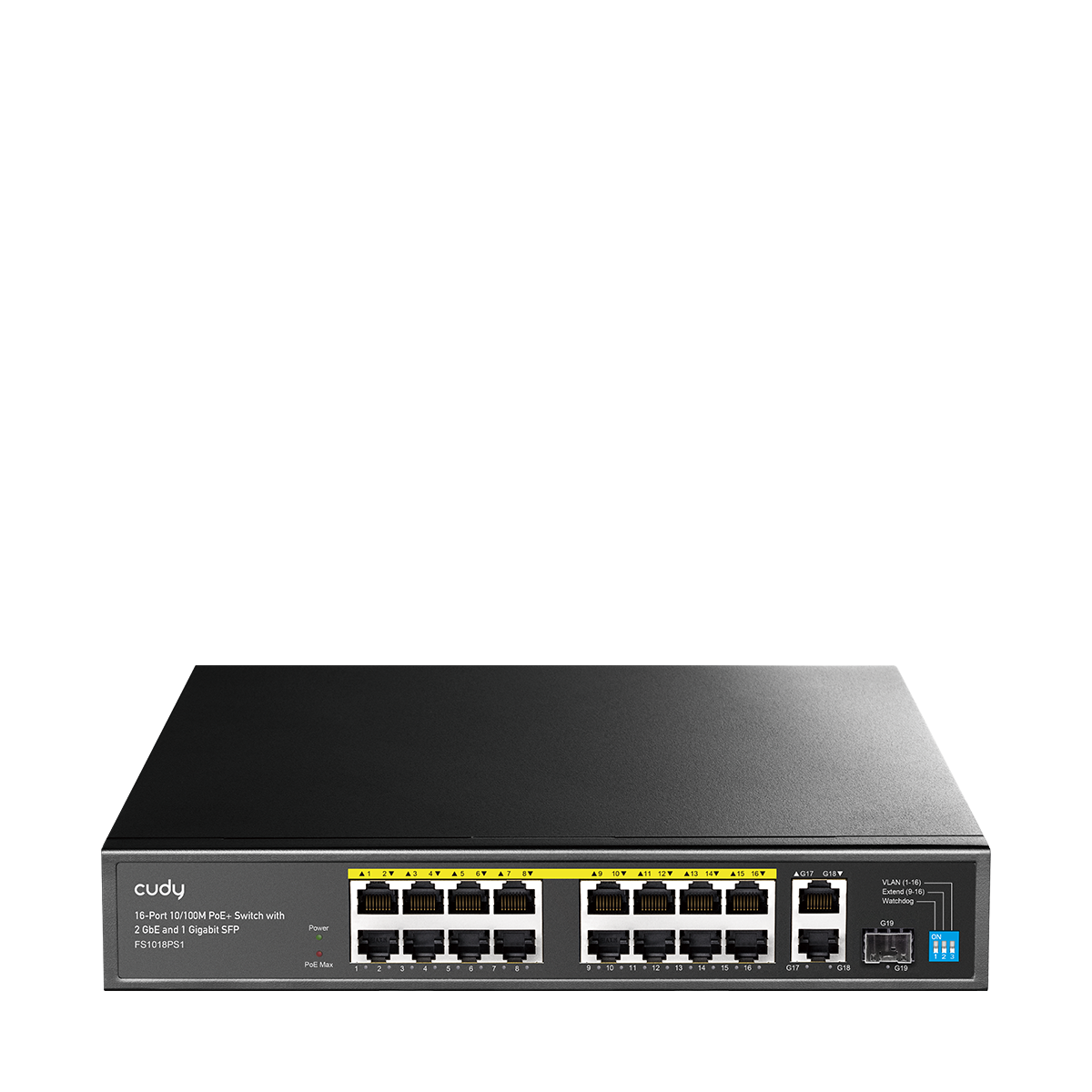 CUDY FS1018PS1 16-Port PoE+ Switch 200W 2 Gigabit Uplink 1 SFP — 1