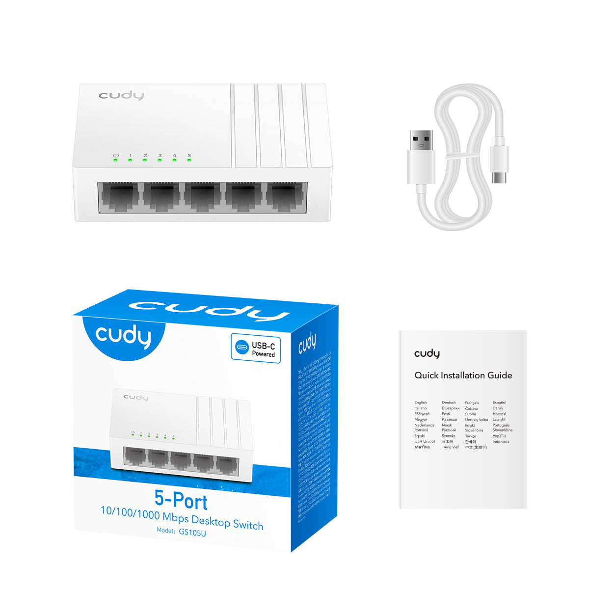 Cudy GS105U - 5-Port Gigabit Switch with USB-C Power — 3
