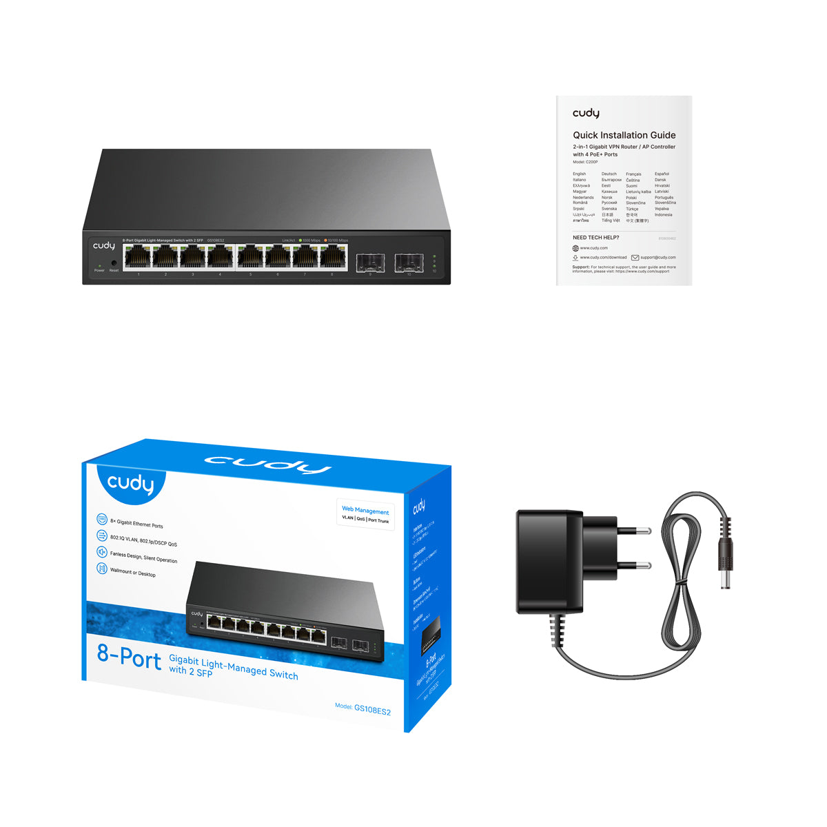 Cudy GS108ES2 - 8 Port Gigabit Light Managed Switch 2 SFP — 2