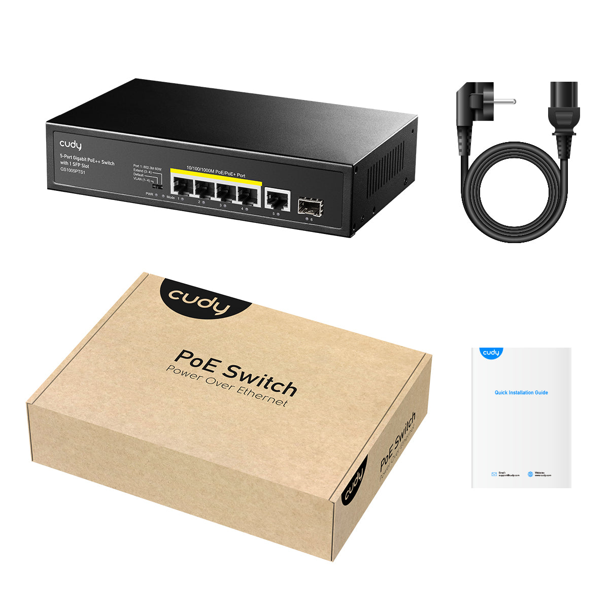 Cudy GS1005PTS1 - 5-Port Gigabit PoE+ Switch with 1 SFP Port 120W — 4