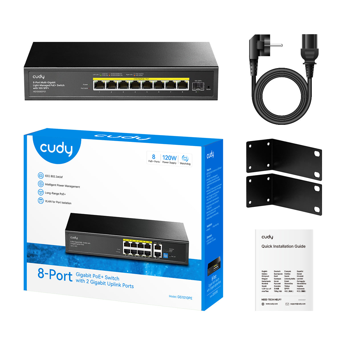 Cudy GS1010PE - 8-Port Gigabit PoE+ Switch 120W — 2