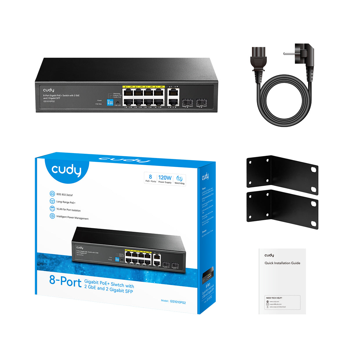 Cudy GS1010PS2 - 8 Port Gigabit PoE+ Switch 120W — 2