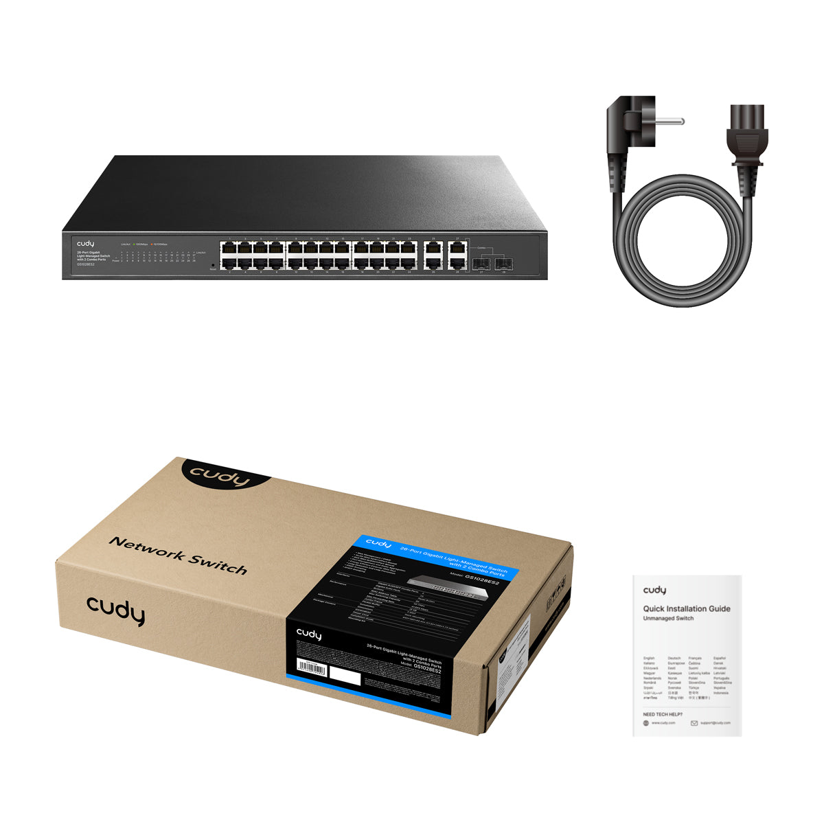 Cudy GS1028ES2 - 26 Port Gigabit Hafif Yönetilebilir Switch — 2